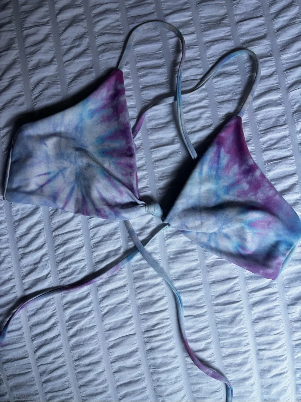 Skatie swim tie Dye Triangle Bikini Top in Purple & Blue “Sarah Top”